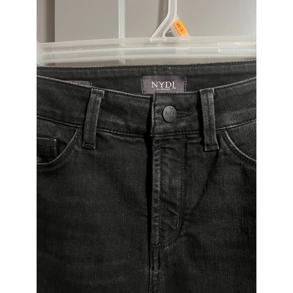 NYDJ Lift X Tuck Technology Distressed Alina Straight Leg Denim Jeans Black 2 - Picture 2 of 9